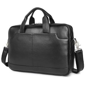 Augus Bolsa, Pasta de Couro de Flor Integral para Laptop Preta