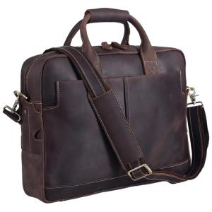 Bolsa Pasta Couro Feita à mão 16 pol, VMATE, Marrom