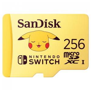 Cartão de memória microSDXC 256GB SanDisk Pokémon Pikachu amarelo para Nintendo Switch, OLED e Lite