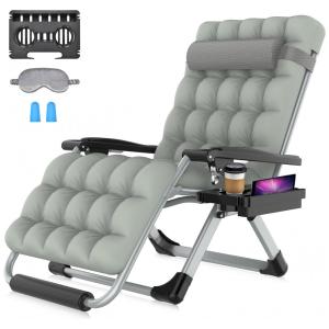 Cadeira Reclinável Ajustável Gravidade Zero com Apoio para os Pés e Porta Copos, Suteck, Cinza