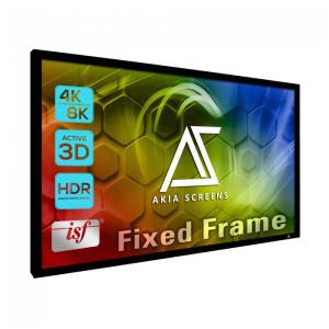 Tela de projeção fixa 135" AKIA SCREENS branca 16:9 CineWhite UHD-B para home theater de parede