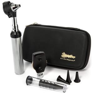 Conjunto de Otoscópio Oftalmoscópio Fiberóptica com LED Branco, Alecoy, Cinza