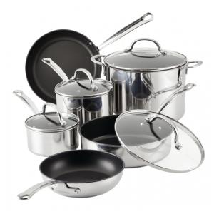 Conjunto de Panelas e Frigideiras em Aço Inoxidável, 10 Peças, FARBERWARE 75655, Prateado