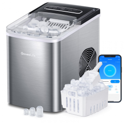 Máquina de Gelo Portátil Compacta Automática com Capacidade para 12 kg em 24H, Colher, 10 Sacos e Função Autolimpeza, 110V 120W, VIVOHOME