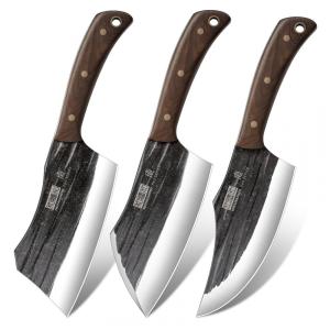 Kit de Facas para Açougueiro HOSHANHO, 3 Peças em Aço de Carbono Premium para Cortes de Carne, Cleaver e Facas Viking para Churrasco,
