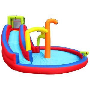 Parque Aquático Inflável até 70 kg com Aspersores de Água, Escalada em Parede e Escorregador para Crianças Acima de 5 Anos, BANZAI, Colorido