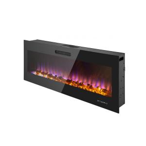 Lareira Elétrica de Embutir A45x152L com Controle Remoto e Chamas Ajustável, 110V 1500W, Prominence Home, Preta