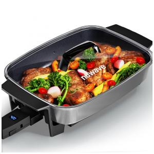 Panela Elétrica Skillet 7L Nuwave Medley XL Cinza Digital Antiaderente Cerâmica PFAS Free com Tampa de Vidro 110V