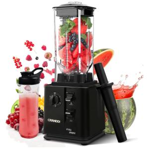 CRANDDI K95 Liquidificador de Bancada Profissional 2.2L 5 Velocidades, 110V, 1800W, Prata