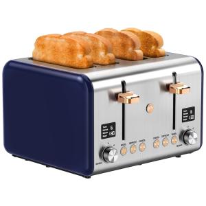 Torradeira 4 Fatias com 6 Níveis de Tostagem, Cronômetro de Contagem Regressiva e Bandeja de Migalhas Removível , 1800W, JOY Kitchen