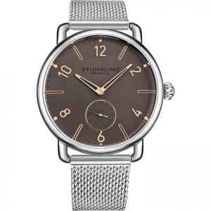 Relógio Masculino Analógico de Quartzo de Aço Inoxidável, Modelo 39393, STUHRLING 3939.3, Prateado