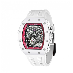 Relógio Masculino Analógico Automático 22mm à Prova dÁgua com Pulseira de Silicone, TSAR BOMBA TB 8208SGLZ, Branco