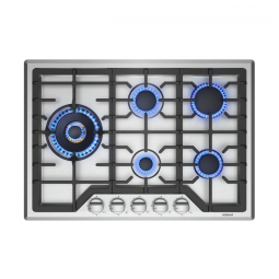 Cooktop a gás 5 queimadores Robam em inox acendimento automático proteção contra apagamento de chama 110V