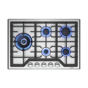 Cooktop a gás 5 queimadores Robam em inox acendimento automático proteção contra apagamento de chama 110V