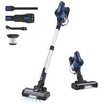 Aspirador de Pó Sem Fio POWEART 350W, 26000 Pa, Multifuncional com Acessórios, Preto e Azul, 110V