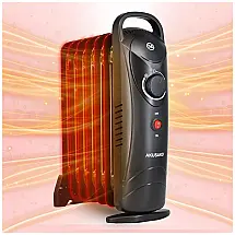 Aquecedor Elétrico a Óleo Akusa com Termostato Ajustável e 2 Níveis, 700W, 110v, AKUSAKO, Preto