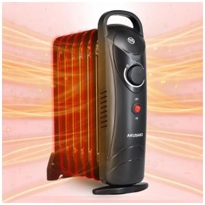 Aquecedor Elétrico a Óleo Akusa com Termostato Ajustável e 2 Níveis, 700W, 110v, AKUSAKO, Preto