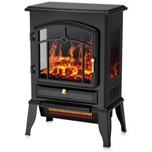 Lareira Elétrica Portátil com Chamas Realista, Segurança Contra Superaquecimento e Brilho Ajustável, 110V 1500W, COWSAR, Preta