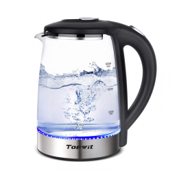 Chaleira Elétrica 2L com Desligamento Automático, Aço Inoxidável, 1000W, 110v, TOPWIT, Preto