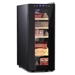 Umidor para Charutos Elétrico 35L até 250UN com Controle de Temperatura, Prateleiras e Gaveta em Madeira de Cedro Espanhol, 110V, GLENCREAG