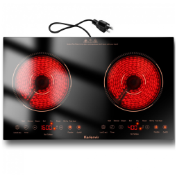 Cooktop Elétrico 2 Bocas 110v, 60cm, Embutir, Touch, Segurança, Timer, 2000W.Karienvir