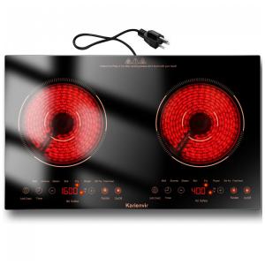 Cooktop Elétrico 2 Bocas 110v, 60cm, Embutir, Touch, Segurança, Timer, 2000W.Karienvir