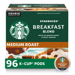 Cápsulas de café torra média K Cup, Mistura de café da manhã para cafeteiras Keurig, 96 cápsulas, STARBUCKS 011067984, Marrom