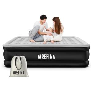 Colchão Inflável Casal Queen com Bomba Embutida, Para até 340KG, Airefina, Cinza