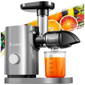 Espremedor de Frutas com Função Reversa, Motor Silencioso e Fácil de Limpar, 110V 150W, AAOBOSI, Cinza