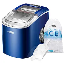 Máquina de Gelo Portátil Automática VIVOHOME 12 kg/24h, Compacta, Função Autolimpeza, 10 Sacos, Colher, 110V, Azul Marinho