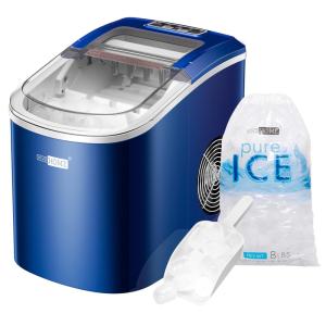 Máquina de Gelo Portátil Compacta Automática com Capacidade para 12 kg em 24H, Colher, 10 Sacos e Função Autolimpeza, 110V 120W, VIVOHOME
