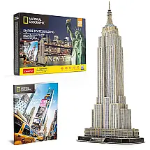 Quebra Cabeças 3D Arquitetura Empire State para Crianças e Adultos, 66 Peças, CUBICFUN 771DS0977, Branco
