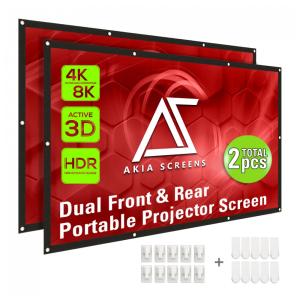 Tela de projeção portátil 120" AKIA SCREENS SilkWhiteDual dobrável frente e verso para uso interno e externo