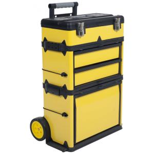 Caixa de Ferramentas Organizadora com Rodas e Compartimentos, Amarela, STALWART 75 MJ2096, Amarelo