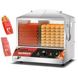 Máquina de Cachorro Quente a Vapor Para Até 125 Salsichas com Aquecedor de Pão, 110V 1200W, WantJoin, Prata