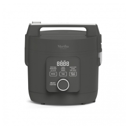 Panela Elétrica de Arroz Martha Stewart Caviar Gray 4 Xícaras 8 Xícaras Cozidas Cerâmica Antiadesiva 9 Modos