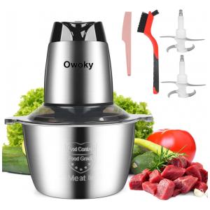 Processador de Alimentos até 8 Xícaras 2 Velocidades Aço Inoxidável Owoky, 110V 500W, Prata