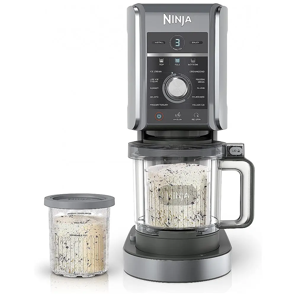 Sorveteira Ninja CREAMi NC501 Deluxe Prateado 11-em-1 Tecnologia Creamify 2 Potes XL 120V