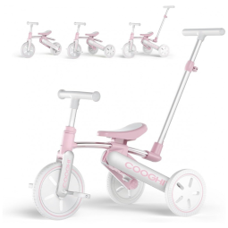 Triciclo Infantil 3 em 1 para Equilíbrio com Kit de Pedais, Haste de Emburrar, Idade 18 Meses a 4 Anos, Cooghi, Rosa