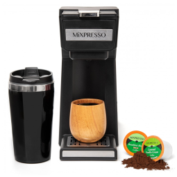 Máquina de Café Mixpresso de Dose Única para Café Moído e Cápsulas K Cup, 110V 800W, Mixpresso, Preta