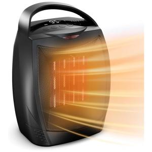 Aquecedor Elétrico Portátil de Cerâmica com 4 Modos e Tela LED, 1500W 110V, GiveBest, Preto