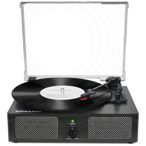 Toca-discos de Vinil sem Fio com Alto-falantes Integrados e USB, Vintage com Acionamento por Correia, 3 Velocidades para Entretenimento