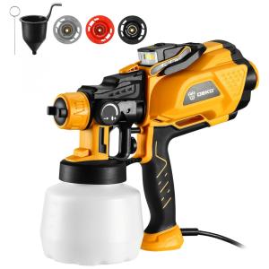 DKSG60K1 Pistola de Pintura Pulverizadora 1.2L com 3 Tamanhos de Pontas, Amarela, DEKOPRO FBA 600WPQ, Amarelo