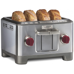 Torradeira Elétrica 4 Fatias com Função Bagel, Aço Inoxidável, 110v, WOLF GOURMET WGTR154S, Prateado