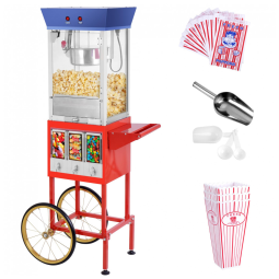 Máquina de Pipoca Profissional Vintage com Carrinho Móvel e Capacidade de 0,28g Fredeer