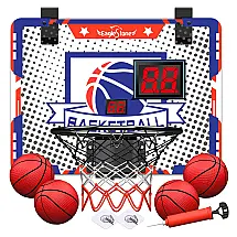 Cesta de Basquete com 4 Bolas, Placar Eletrônico e Som de Torcida, Brinquedo Ideal para Crianças e Adultos, Eaglestone, Azul e Vermelho
