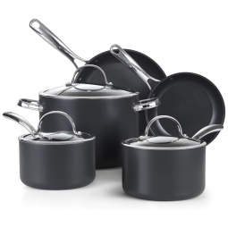 Conjunto de Panelas Antiaderentes de Alumínio Anodizado, 8 Peças, COOKS STANDARD 02709, Preto