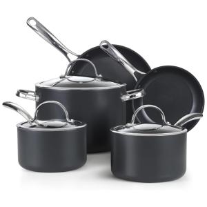 Conjunto de Panelas Antiaderentes de Alumínio Anodizado, 8 Peças, COOKS STANDARD 02709, Preto