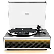 Toca-Discos de Vinil com Alto-Falantes Estéreo Integrados, Bluetooth e Design de Luz Ambiente Aconchegante,Seeying