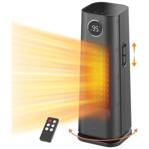 Aquecedor Elétrico Portátil de Cerâmica com Tela LED, Controle Remoto e Temporizador, 1500W 110V, Wind Talk, Preto